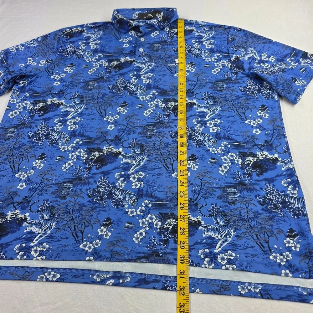 Polo Ralph Lauren RLX Tiger Mauna Kea Hawaiian Golf Shirt Blue XXL